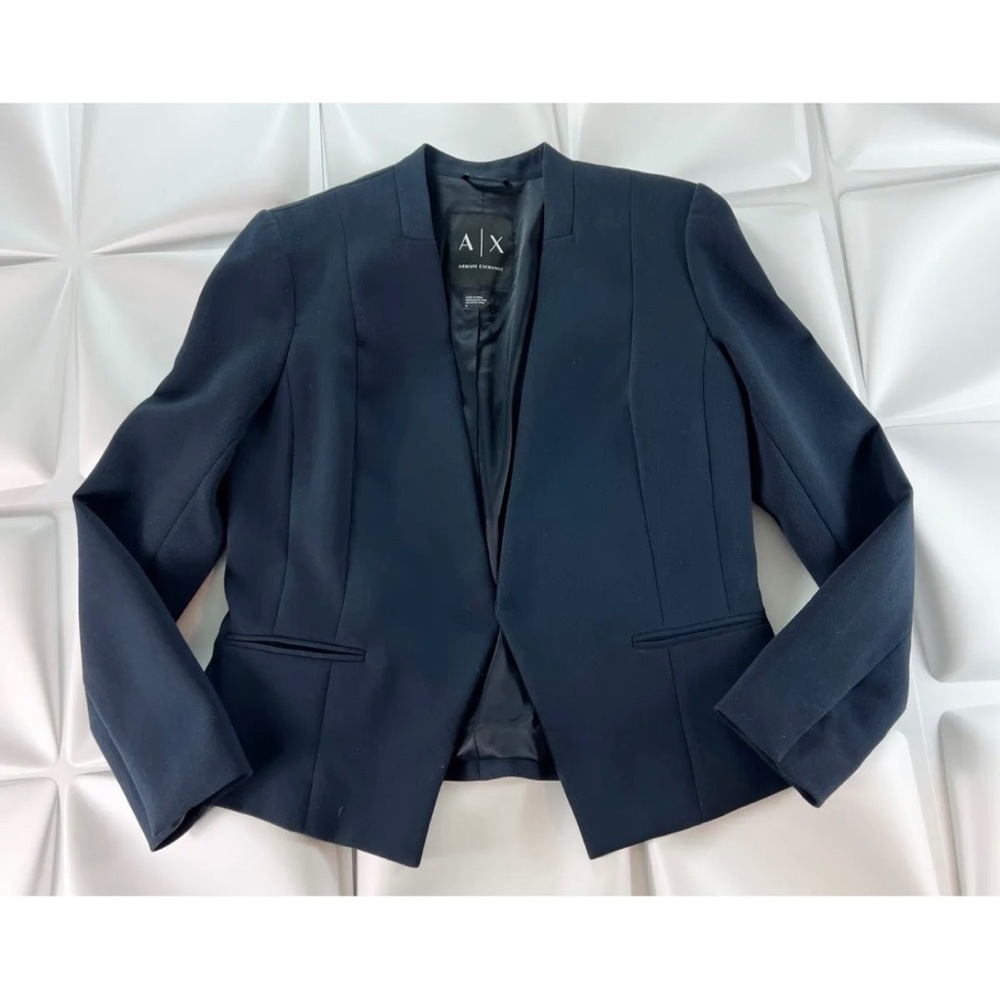 Armani Exchange A/X Sz 8 Navy Blue Blazer Suit Angler Riding Jacket